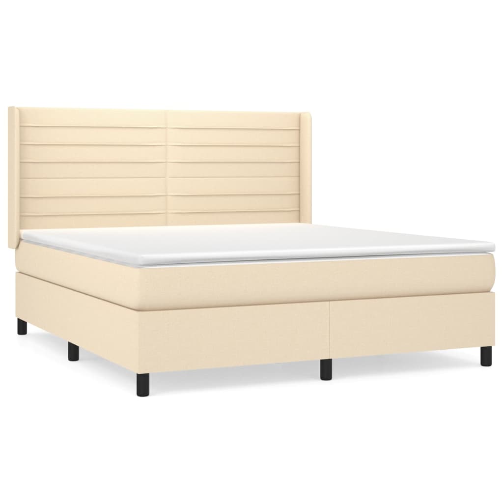 Boxspringbett mit Matratze Creme 180x200 cm Stoff