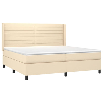 Boxspringbett mit Matratze Creme 200x200 cm Stoff