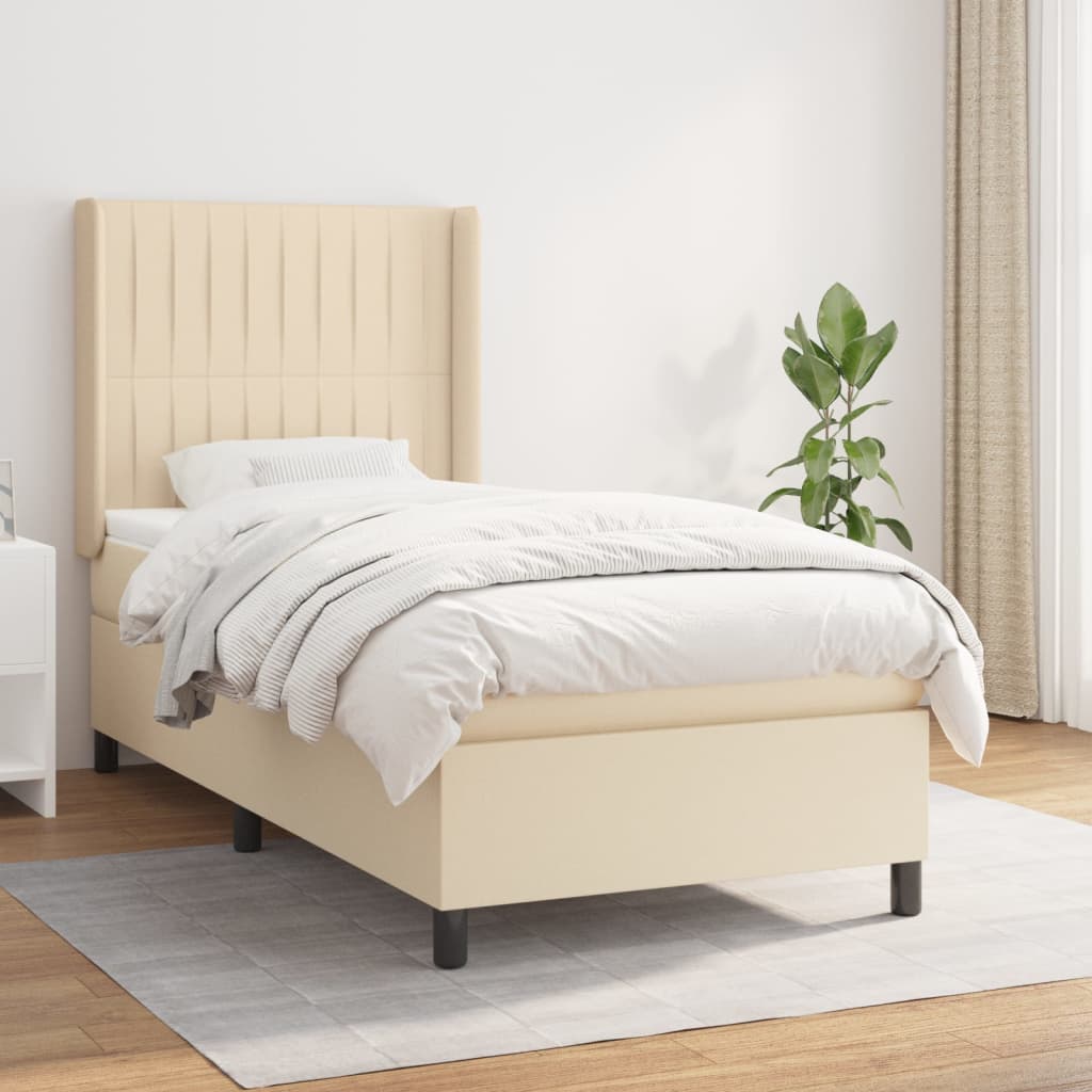 Boxspringbett mit Matratze Creme 90x200 cm Stoff