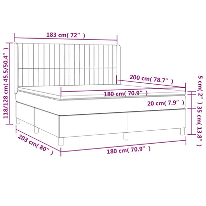 Boxspringbett mit Matratze Hellgrau 180x200 cm Stoff