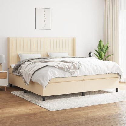 Boxspringbett mit Matratze Creme 200x200 cm Stoff