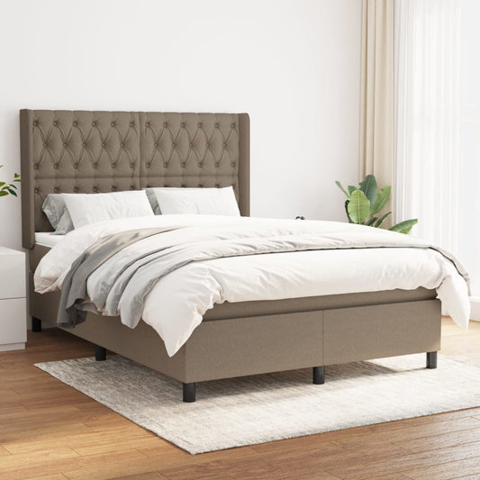 Box spring bed with mattress taupe 140x200 cm fabric