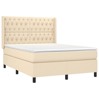 Boxspringbett mit Matratze Creme 140x200 cm Stoff