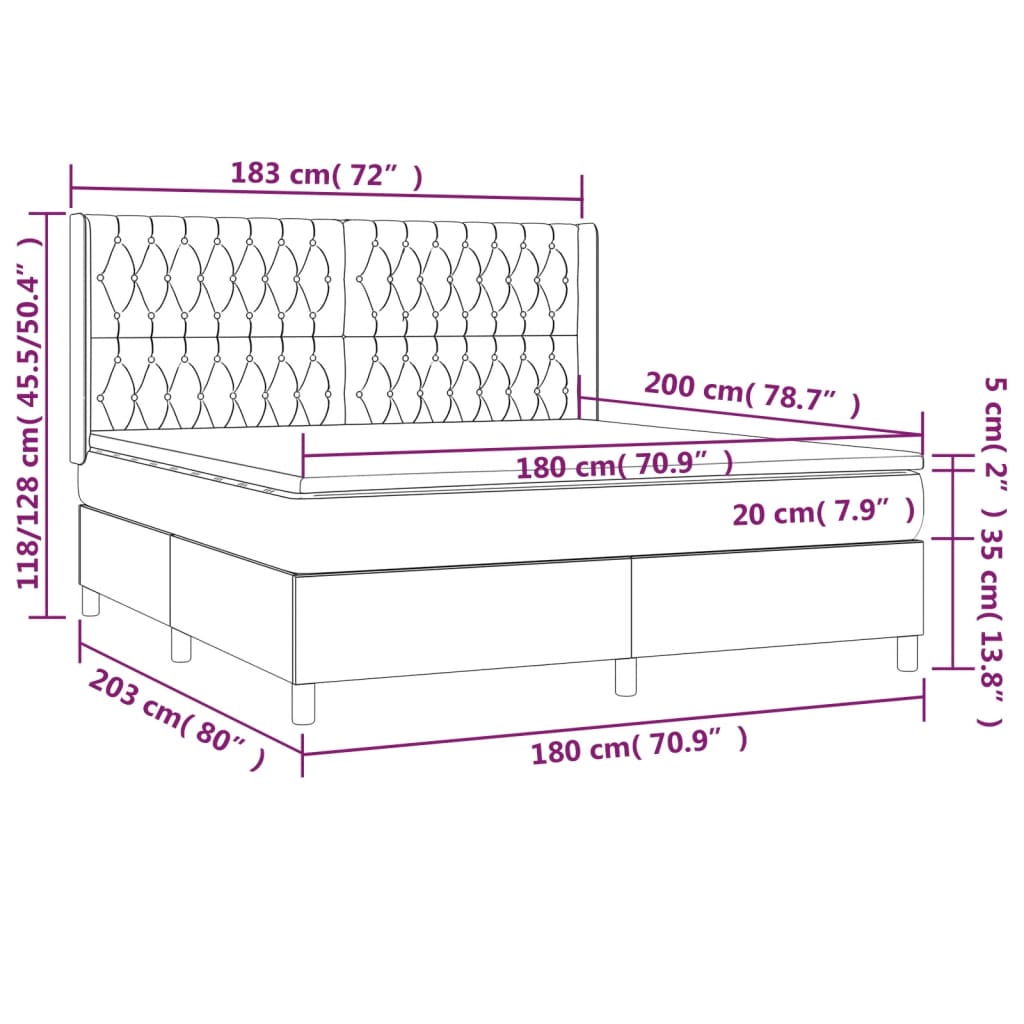 Boxspringbett mit Matratze Hellgrau 180x200 cm Stoff