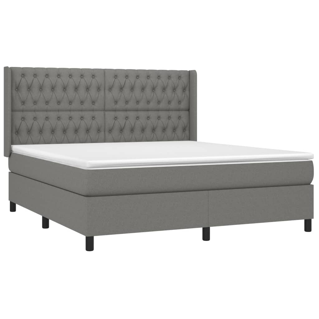 Boxspringbett mit Matratze Dunkelgrau 180x200 cm Stoff