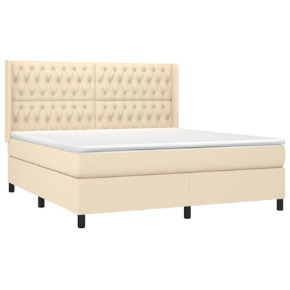 Boxspringbett mit Matratze Creme 180x200 cm Stoff