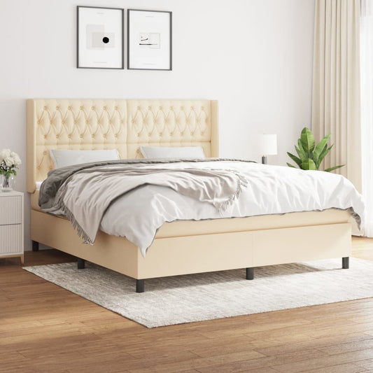 Boxspringbett mit Matratze Creme 180x200 cm Stoff