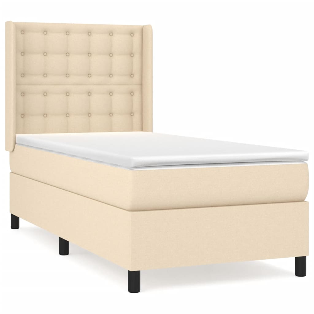 Boxspringbett mit Matratze Creme 90x200 cm Stoff