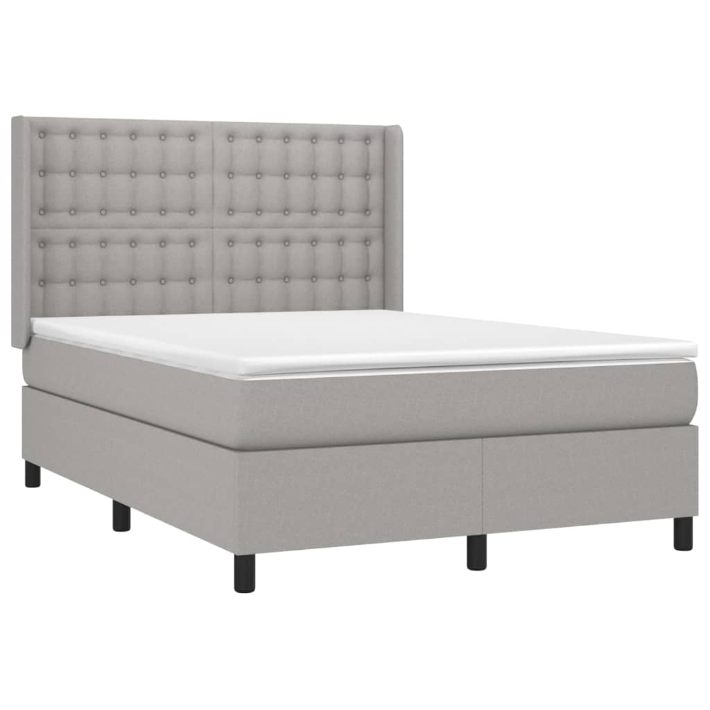 Boxspringbett mit Matratze Hellgrau 140x200 cm Stoff