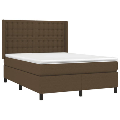 Box spring bed with mattress dark brown 140x200 cm fabric