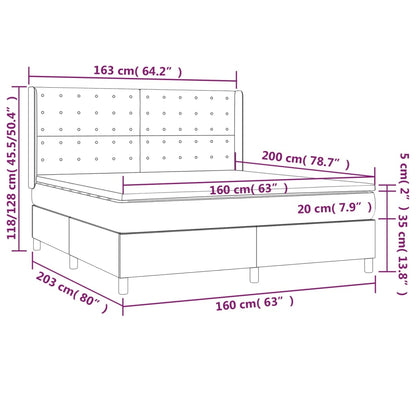 Box spring krevet s madracem svijetlo siva tkanina 160x200 cm