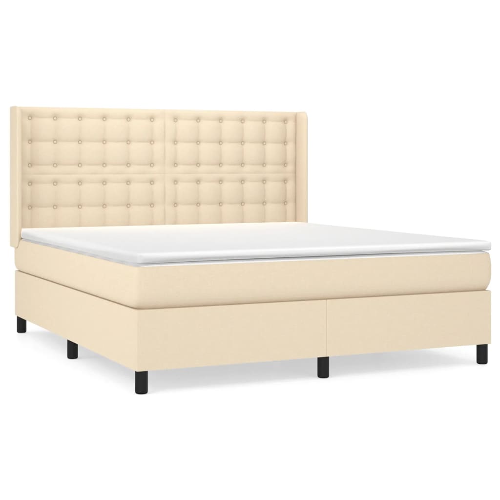 Boxspringbett mit Matratze Creme 160x200 cm Stoff