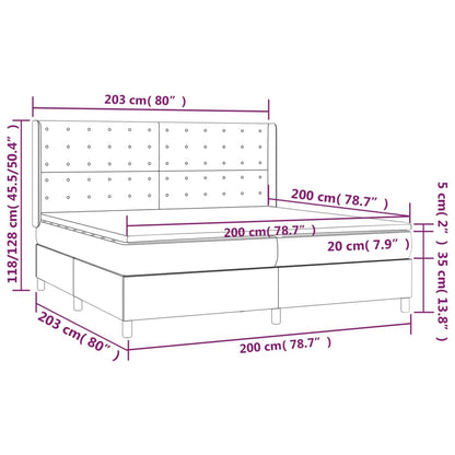 Box spring krevet s madracem tamno siva tkanina 200x200 cm