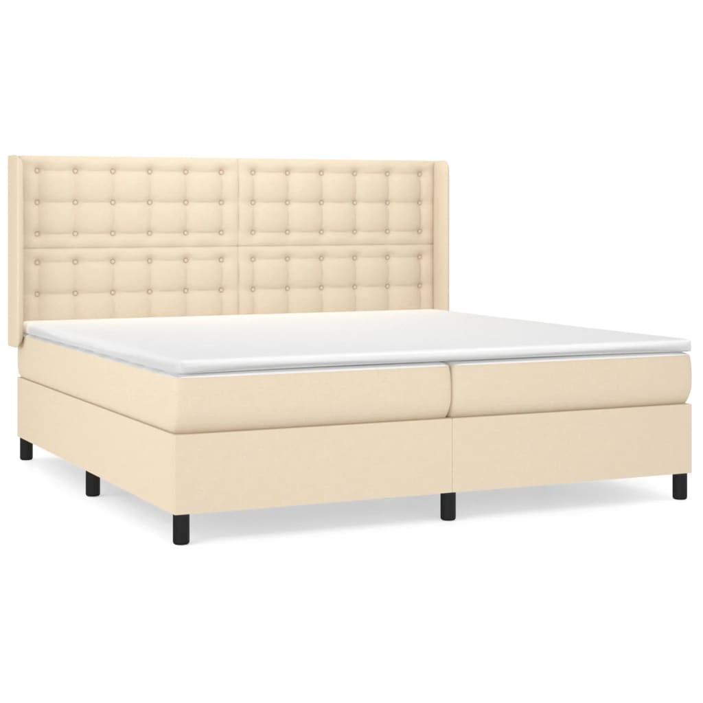 Boxspringbett mit Matratze Creme 200x200 cm Stoff