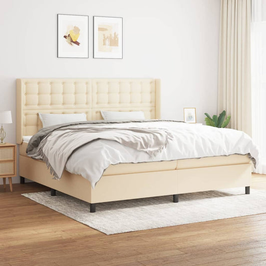 Boxspringbett mit Matratze Creme 200x200 cm Stoff