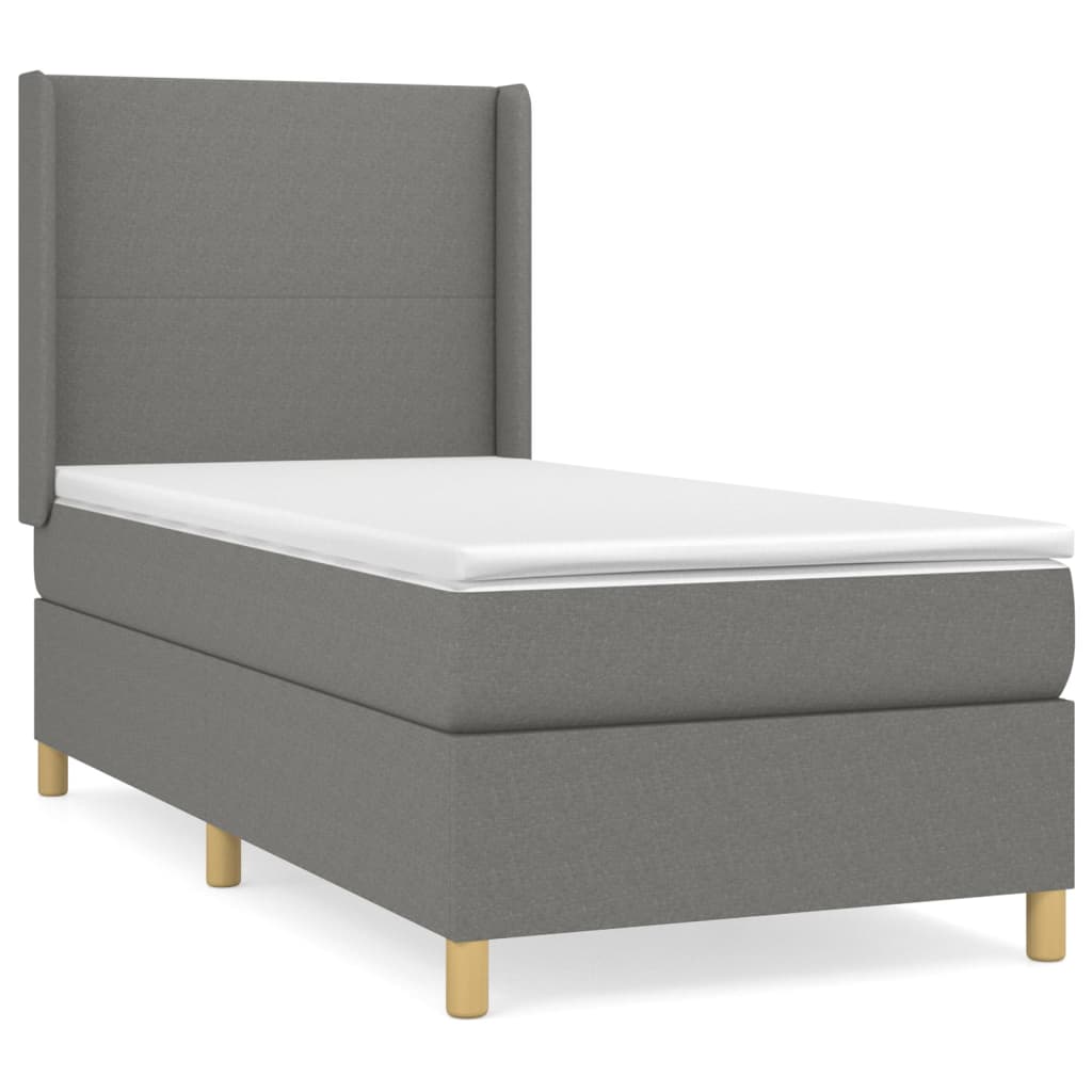 Boxspringbett mit Matratze Dunkelgrau 90x200 cm Stoff