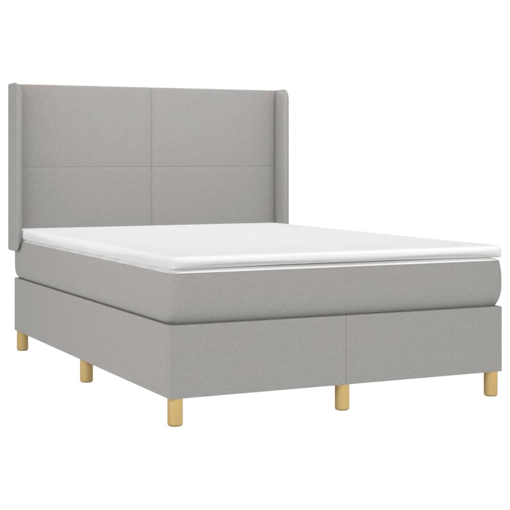 Boxspringbett mit Matratze Hellgrau 140x200 cm Stoff