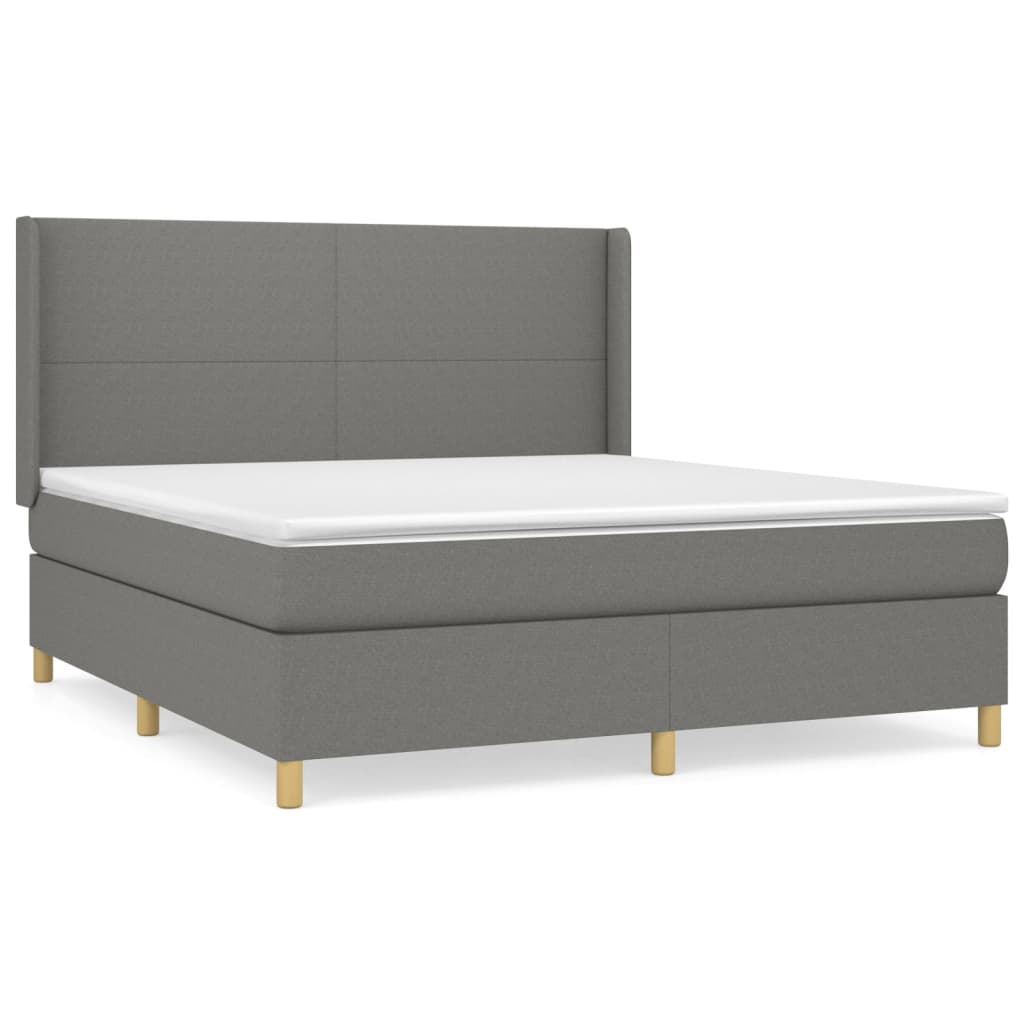 Box spring bed with mattress dark grey 160x200 cm fabric