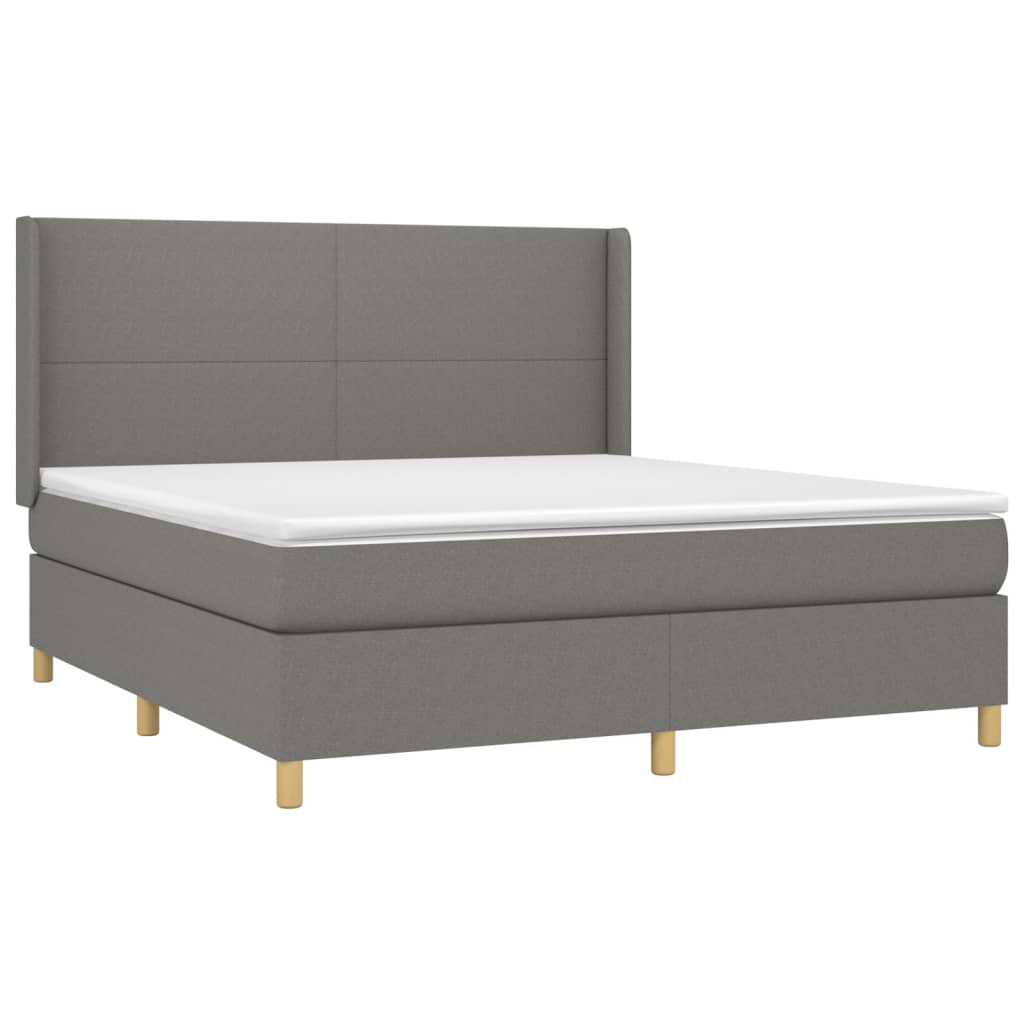 Box spring bed with mattress dark grey 160x200 cm fabric