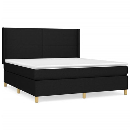 Box spring bed with mattress black 160x200 cm fabric