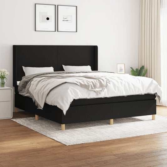 Box spring bed with mattress black 160x200 cm fabric