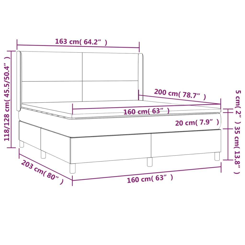 Boxspringbett mit Matratze Dunkelbraun 160x200 cm Stoff