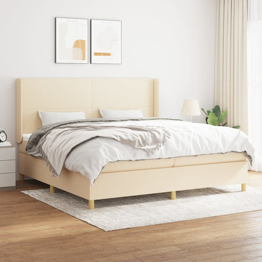 Boxspringbett mit Matratze Creme 200x200 cm Stoff