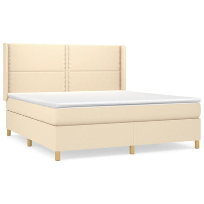 Boxspringbett mit Matratze Creme 160x200 cm Stoff