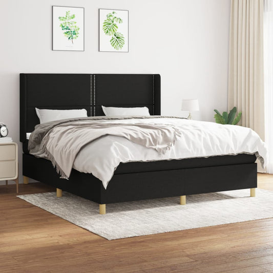 Boxspringbett mit Matratze Schwarz 180x200 cm Stoff