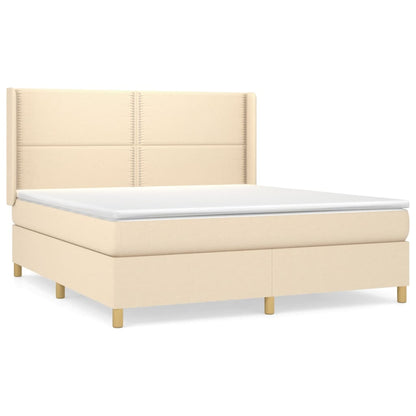 Boxspringbett mit Matratze Creme 180x200 cm Stoff