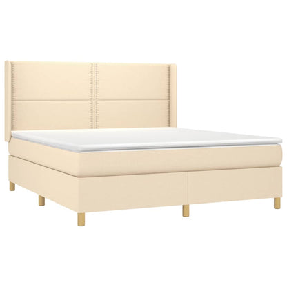 Boxspringbett mit Matratze Creme 180x200 cm Stoff