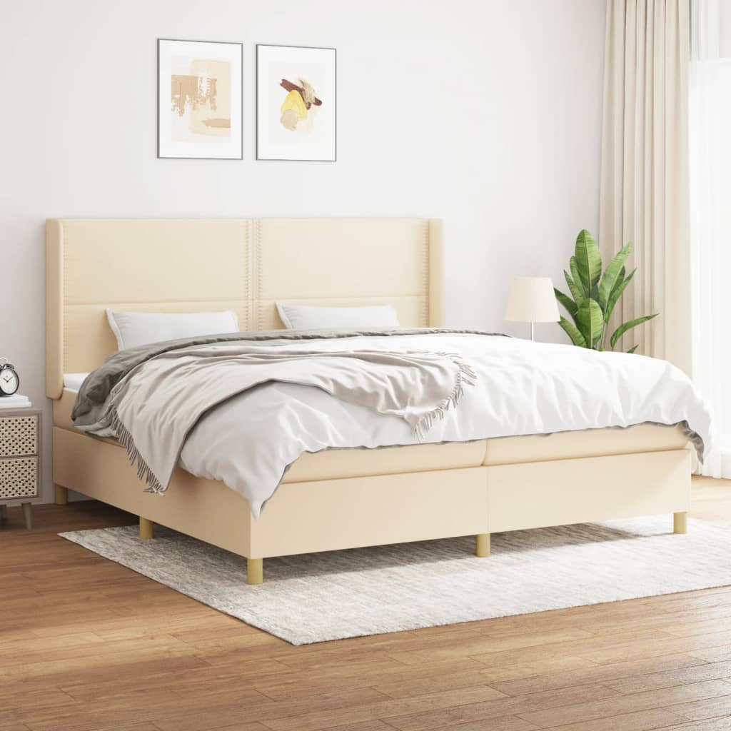 Boxspringbett mit Matratze Creme 200x200 cm Stoff