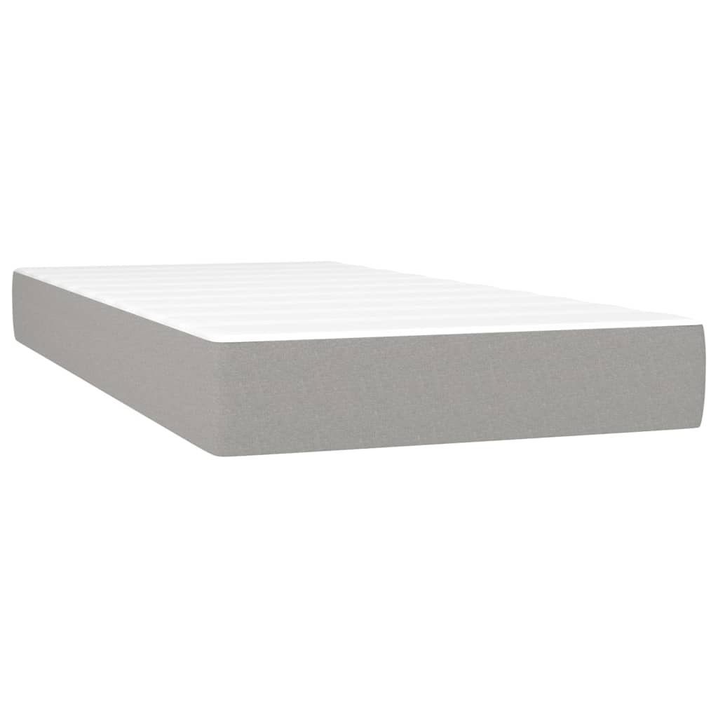 Boxspringbett mit Matratze Hellgrau 90x200 cm Stoff