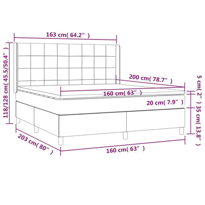 Box spring krevet s madracem crna tkanina 160x200 cm