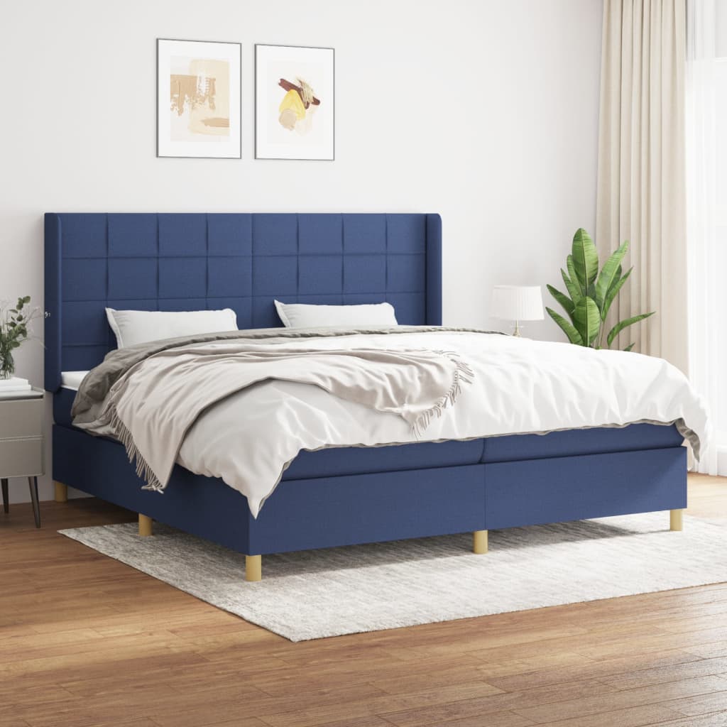 Boxspringbett mit Matratze Blau 200x200 cm Stoff