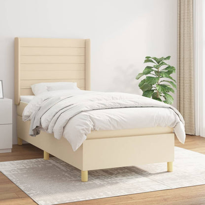 Boxspringbett mit Matratze Creme 90x200 cm Stoff