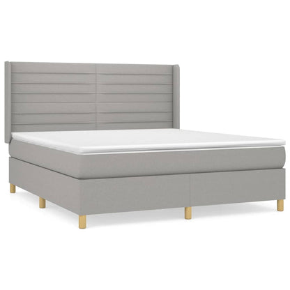 Box spring bed with mattress light grey 160x200 cm fabric