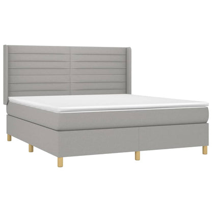 Box spring bed with mattress light grey 160x200 cm fabric