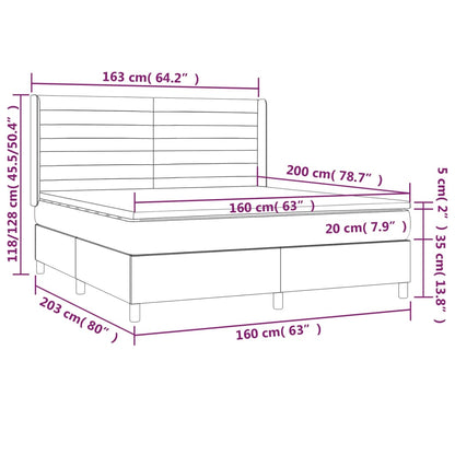 Box spring bed with mattress light grey 160x200 cm fabric