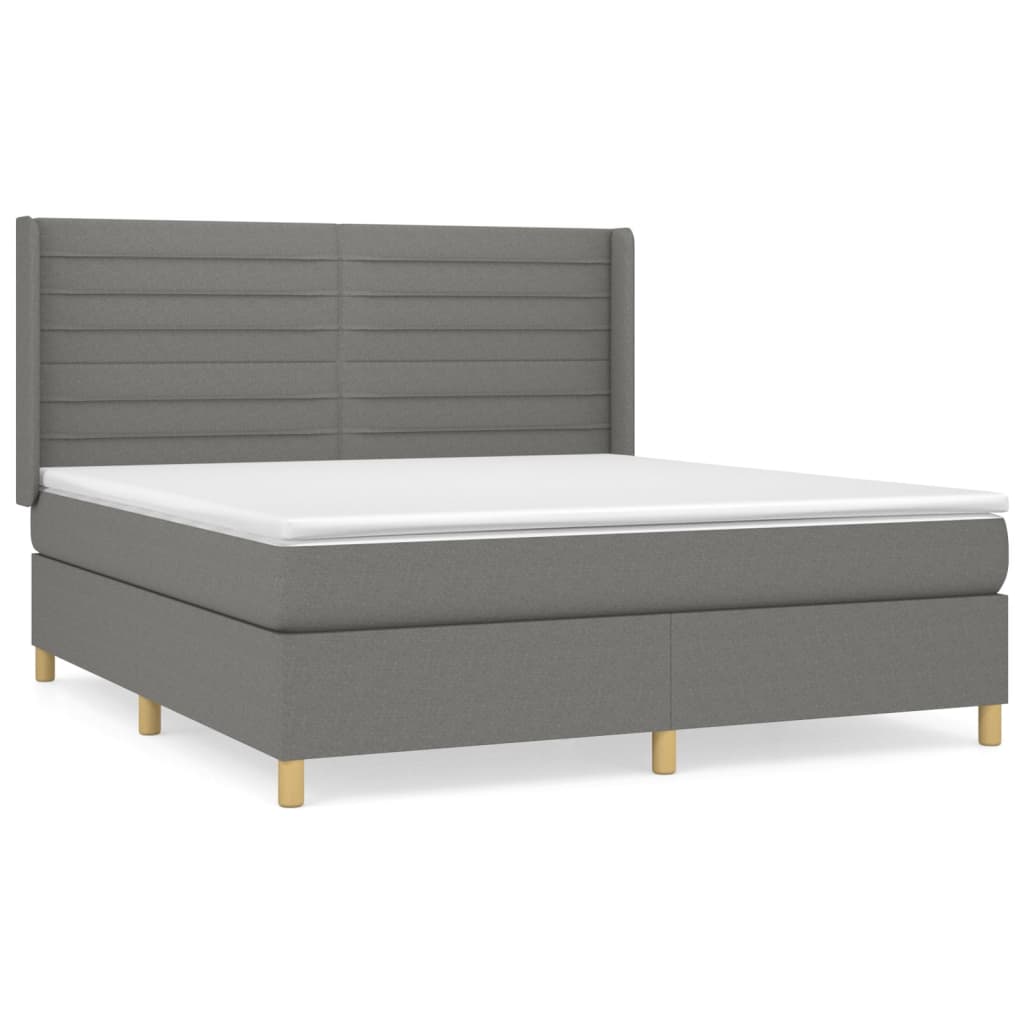 Boxspringbett mit Matratze Dunkelgrau 180x200 cm Stoff