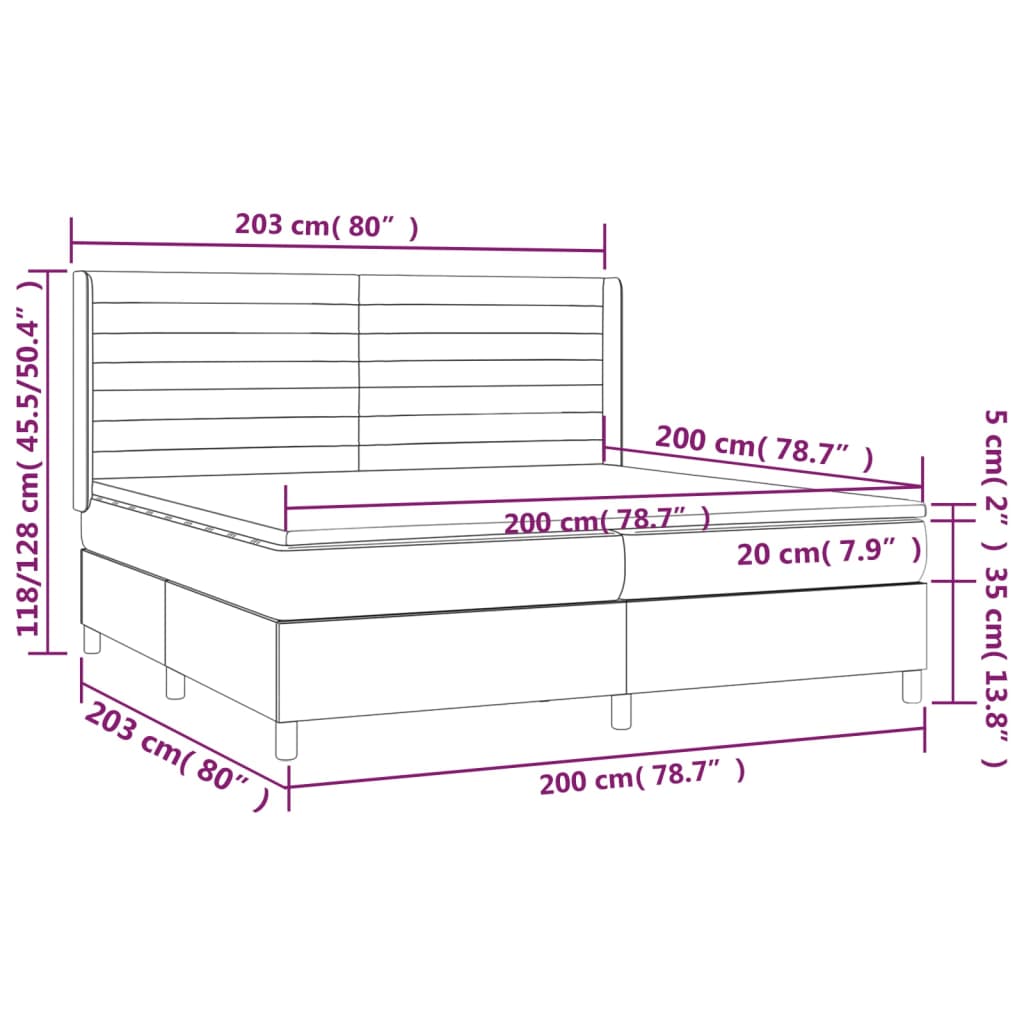 Box spring krevet s madracem tamno siva tkanina 200x200 cm