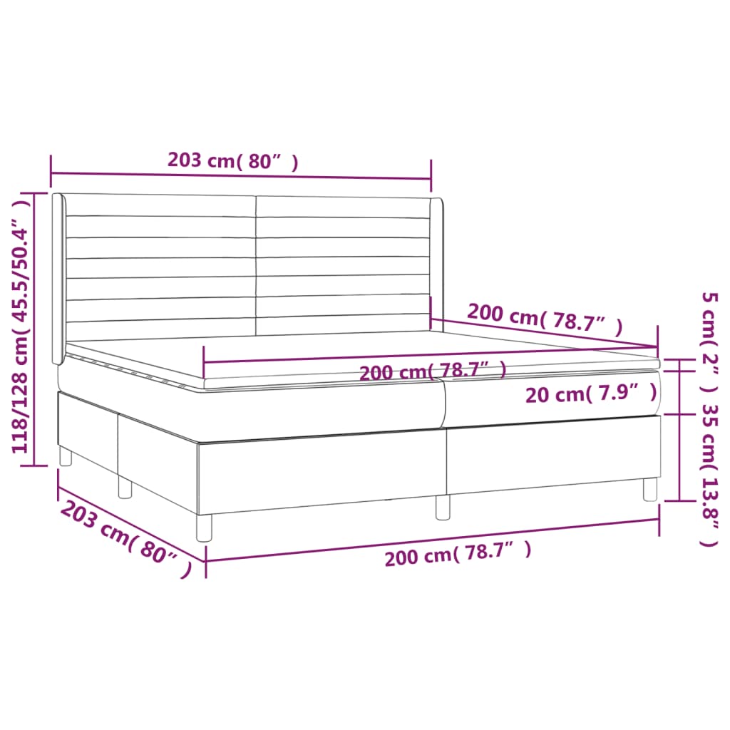 Boxspringbett mit Matratze Schwarz 200x200 cm Stoff