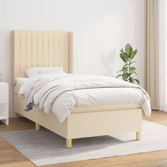 Boxspringbett mit Matratze Creme 90x200 cm Stoff