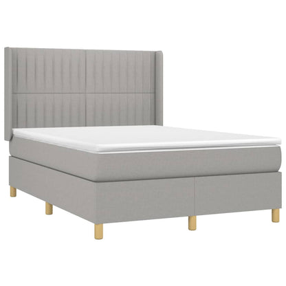 Box spring bed with mattress light grey 140x200 cm fabric