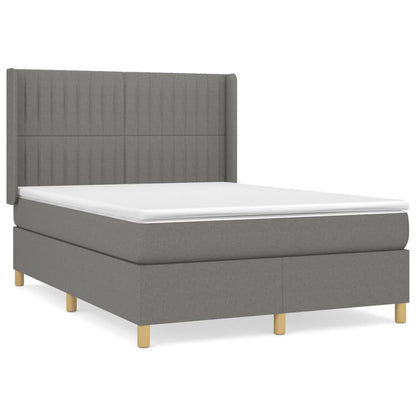 Box spring bed with mattress dark grey 140x200 cm fabric