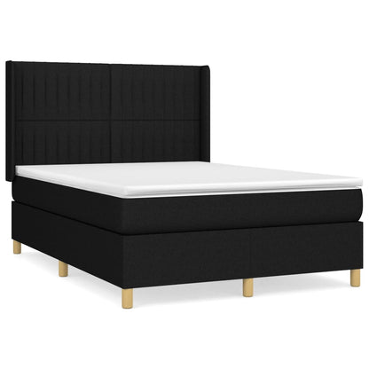 Box spring bed with mattress black 140x200 cm fabric