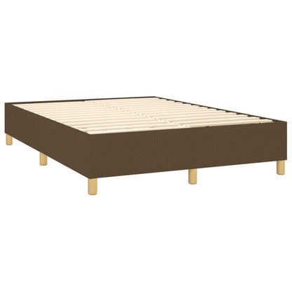 Box spring bed with mattress dark brown 140x200 cm fabric