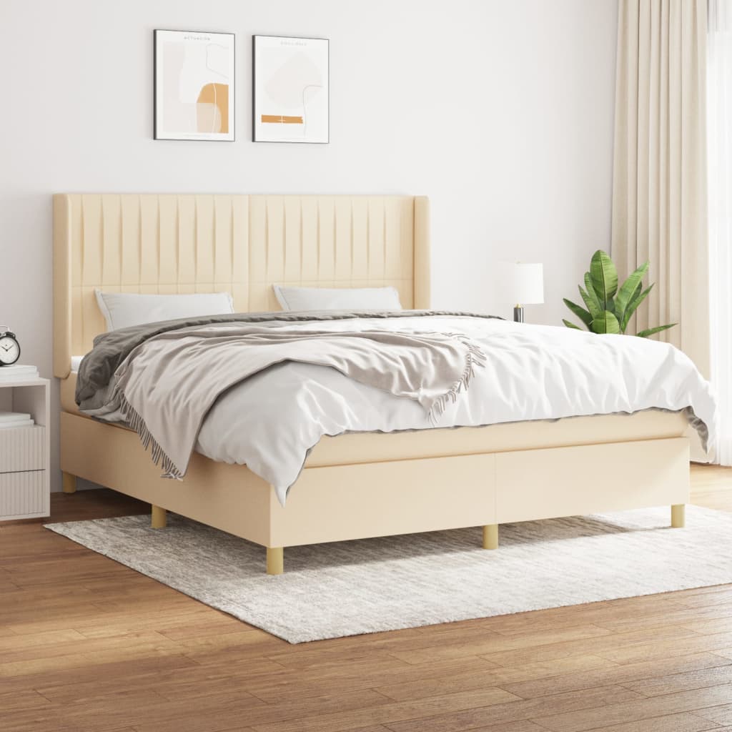 Boxspringbett mit Matratze Creme 160x200 cm Stoff