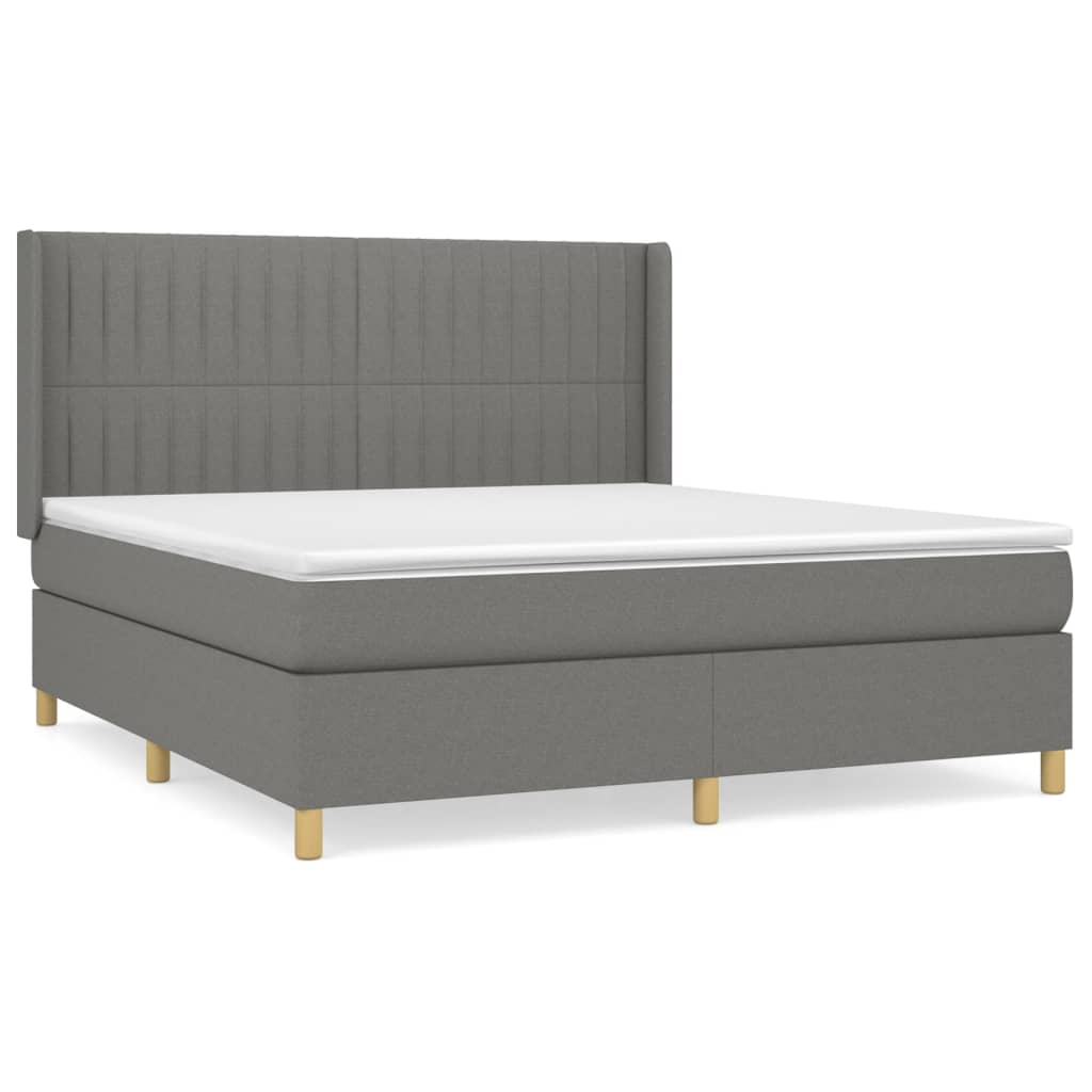 Boxspringbett mit Matratze Dunkelgrau 180x200 cm Stoff