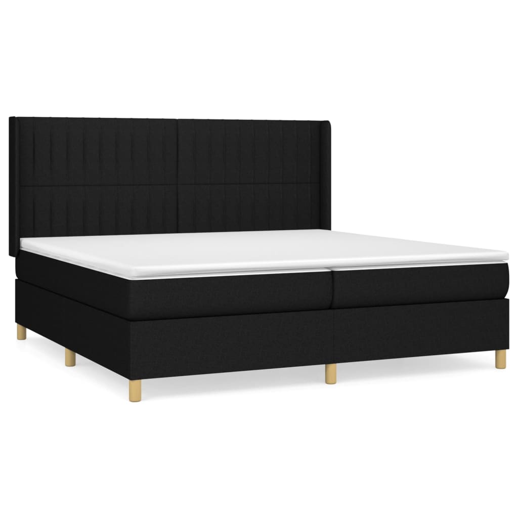 Box spring bed with mattress black 200x200 cm fabric